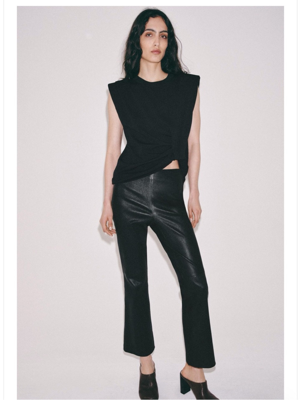 ZARA ZW COLLECTION LIMITED EDITION FLARE LEATHER PANTS